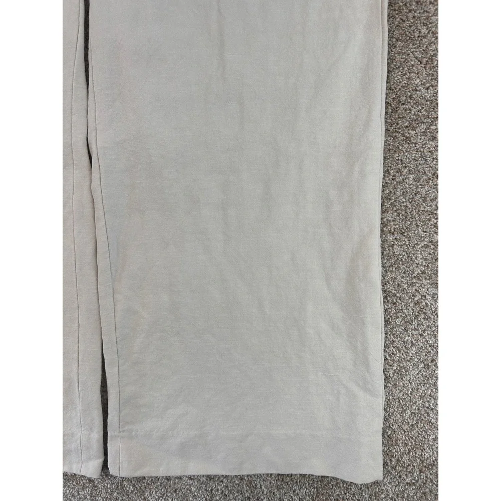 Silk Linen Quiet Luxury Light Academia Wide Leg Trouser High Waisted Pant Sz 10